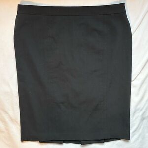 Philippe Adec Black Pencil Skirt 14 Wool blend Back slits Business Casual office